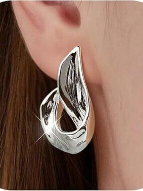 NEW Stud Earrings for Women 18k Gold Plated Earring Statement Trendy Double Wave